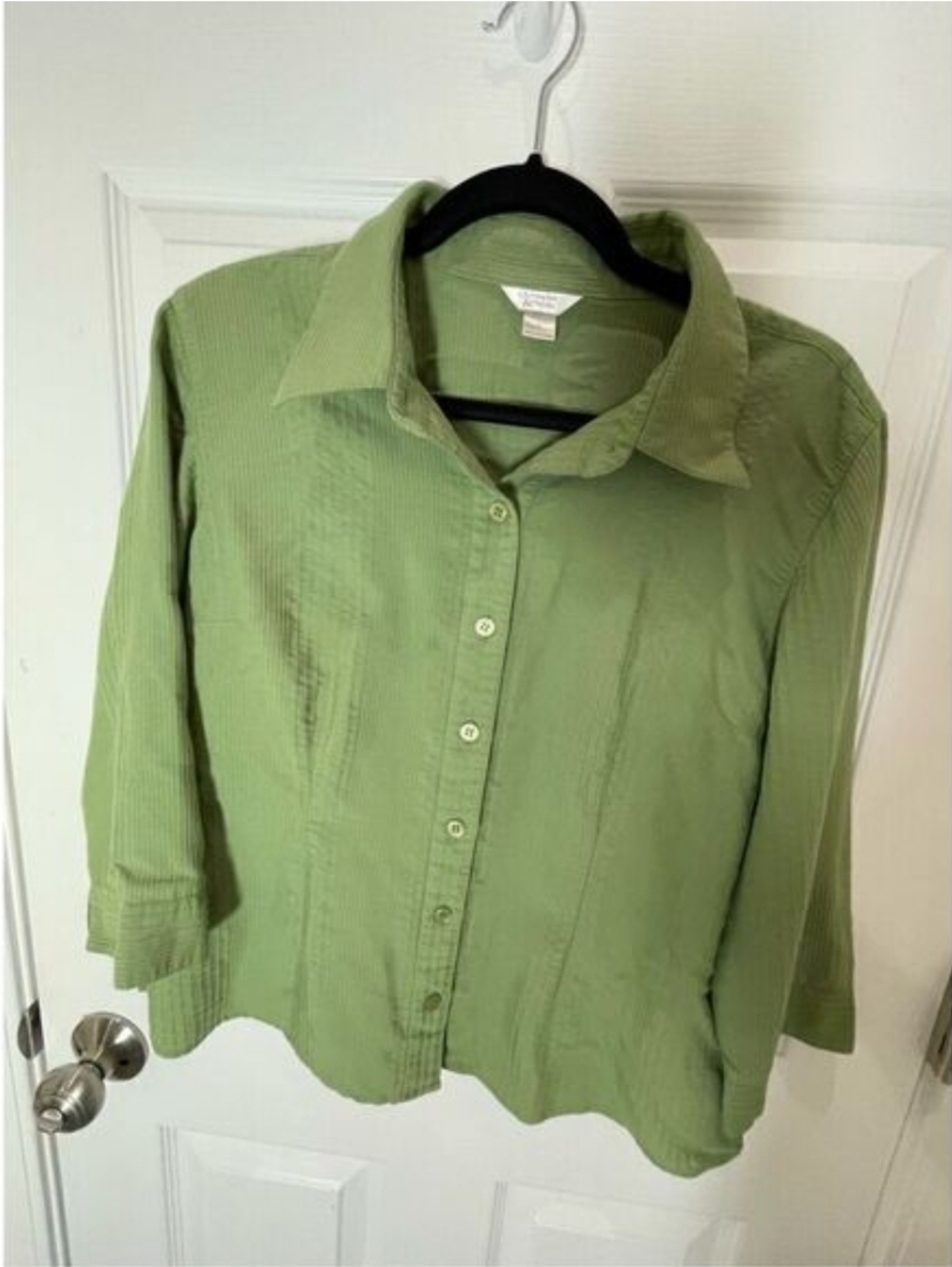 Christopher & Banks Light Green Button-Down Blouse